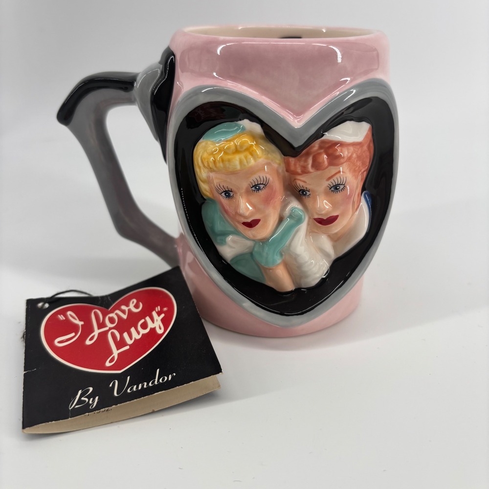 Vandor - I Love Lucy "Friends Are Forever" Sculpted Ceramic Mug Pink  1996